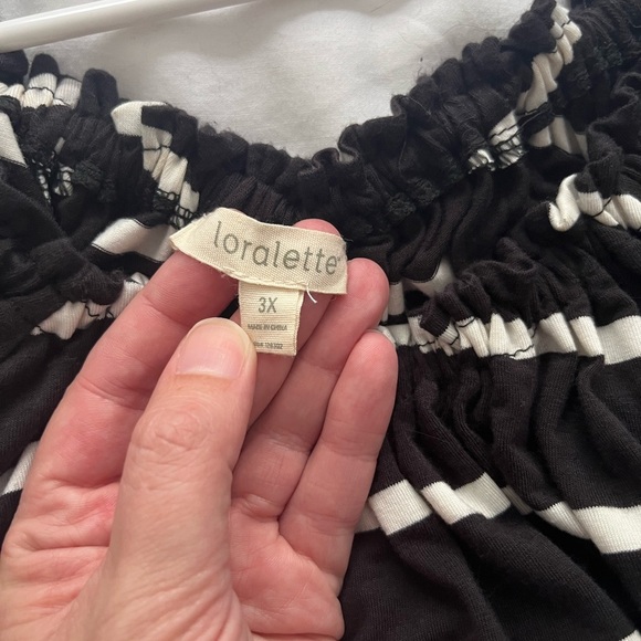 Loralette Maxi Dress Black White Stripe Front Slit 3X Plus Size - Picture 8 of 8